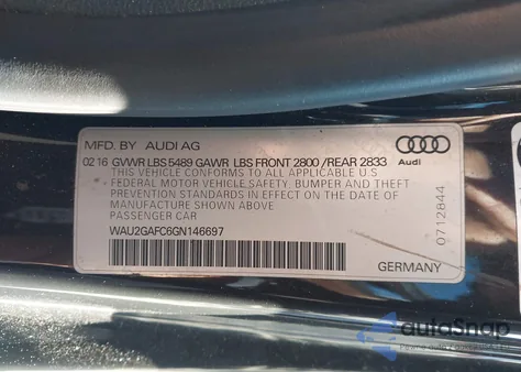 2016 Audi A7 3.0T Premium Plus from USA, damaged, VIN WAU2GAFC6GN146697